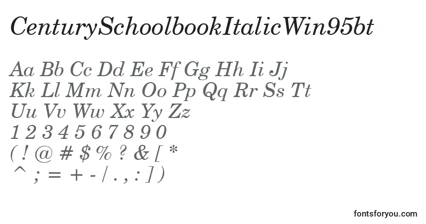 Police CenturySchoolbookItalicWin95bt - Alphabet, Chiffres, Caractères Spéciaux