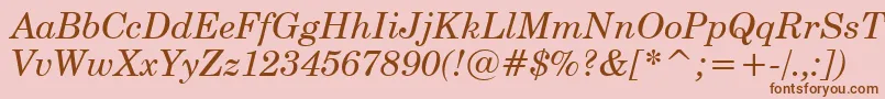 CenturySchoolbookItalicWin95bt Font – Brown Fonts on Pink Background