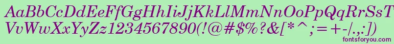 CenturySchoolbookItalicWin95bt Font – Purple Fonts on Green Background