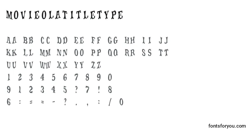 A fonte MovieolaTitletype – alfabeto, números, caracteres especiais