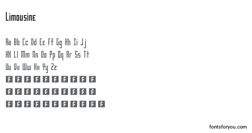 Шрифт Limousine – алфавит, цифры, специальные символы