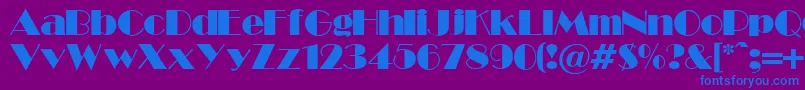 BroadwayrNormalLight Font – Blue Fonts on Purple Background