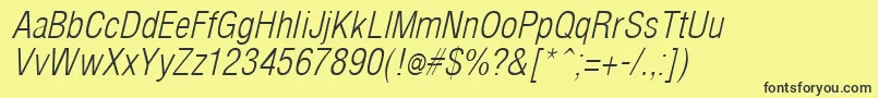 ArenacondensedlightItalic Font – Black Fonts on Yellow Background
