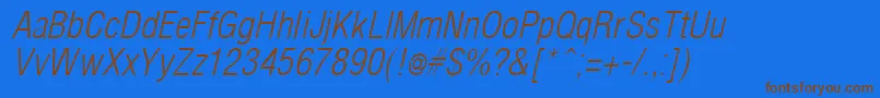ArenacondensedlightItalic Font – Brown Fonts on Blue Background