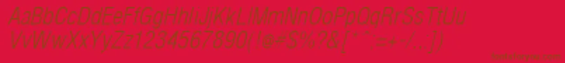 ArenacondensedlightItalic Font – Brown Fonts on Red Background
