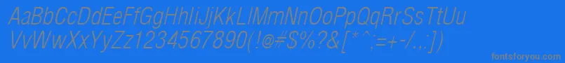 ArenacondensedlightItalic-Schriftart – Graue Schriften auf blauem Hintergrund