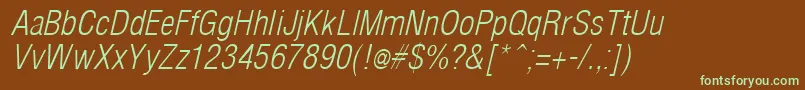 Шрифт ArenacondensedlightItalic – зелёные шрифты на коричневом фоне