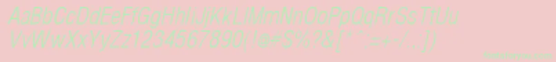 ArenacondensedlightItalic-Schriftart – Grüne Schriften auf rosa Hintergrund