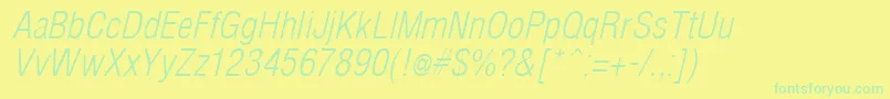Police ArenacondensedlightItalic – polices vertes sur fond jaune