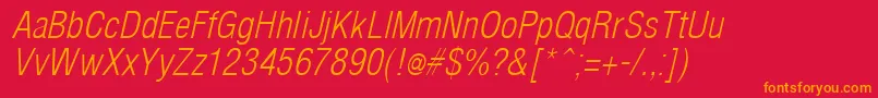 ArenacondensedlightItalic Font – Orange Fonts on Red Background