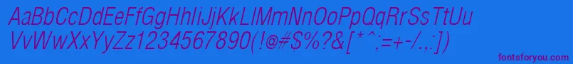 ArenacondensedlightItalic Font – Purple Fonts on Blue Background