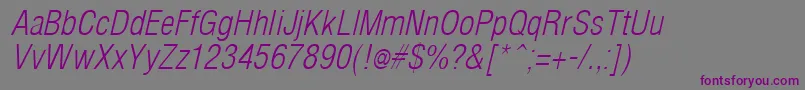 Шрифт ArenacondensedlightItalic – фиолетовые шрифты на сером фоне