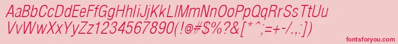 ArenacondensedlightItalic-Schriftart – Rote Schriften auf rosa Hintergrund