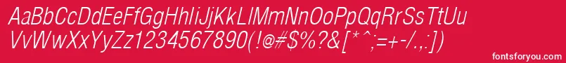 ArenacondensedlightItalic Font – White Fonts on Red Background