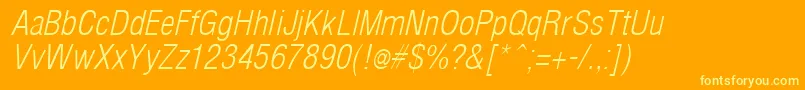 ArenacondensedlightItalic Font – Yellow Fonts on Orange Background