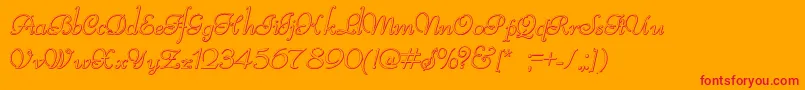 ReliantBeveled-Schriftart – Rote Schriften auf orangefarbenem Hintergrund