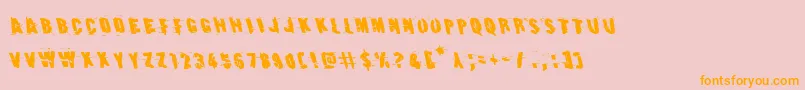 Earthshakeleft-Schriftart – Orangefarbene Schriften auf rosa Hintergrund