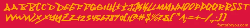 Fantomei-Schriftart – Orangefarbene Schriften auf rotem Hintergrund