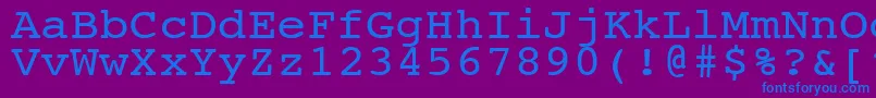 NtcouriervkNormal110n-fontti – siniset fontit violetilla taustalla