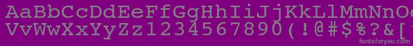Lisätietoja NtcouriervkNormal110n-fontista NtcouriervkNormal110n-fontti – harmaat kirjasimet violetilla taustalla