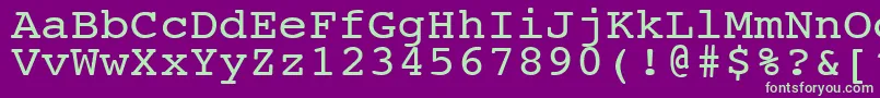 NtcouriervkNormal110n-fontti – vihreät fontit violetilla taustalla