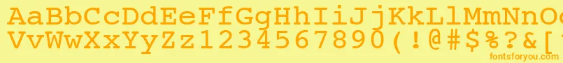 フォントNtcouriervkNormal110n – オレンジの文字が黄色の背景にあります。