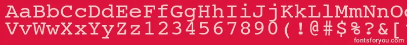 NtcouriervkNormal110n-fontti – vaaleanpunaiset fontit punaisella taustalla