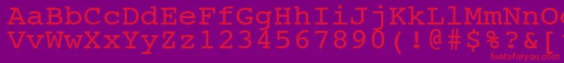 フォントNtcouriervkNormal110n – 紫の背景に赤い文字