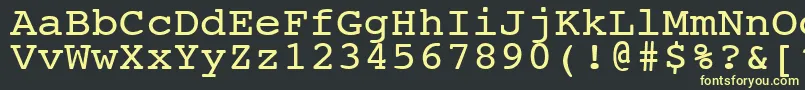 フォントNtcouriervkNormal110n – 黒い背景に黄色の文字