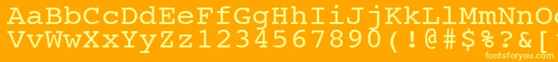 NtcouriervkNormal110n-fontti – keltaiset fontit oranssilla taustalla