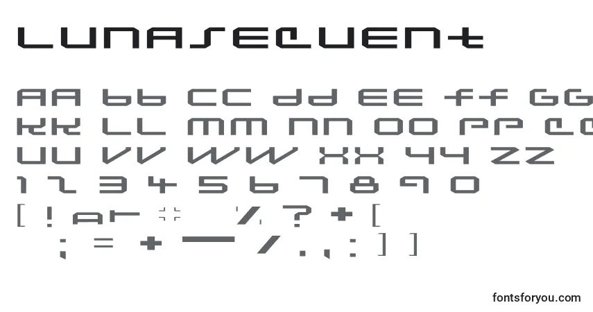 A fonte Lunasequent – alfabeto, números, caracteres especiais