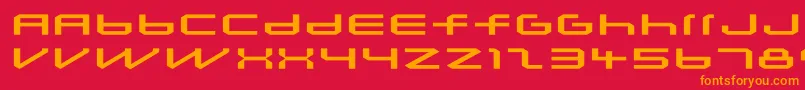 フォントLunasequent – 赤い背景にオレンジの文字