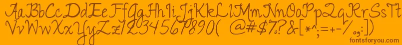Jandaromantic-Schriftart – Braune Schriften auf orangefarbenem Hintergrund