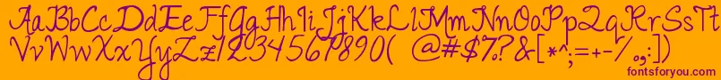 Jandaromantic Font – Purple Fonts on Orange Background