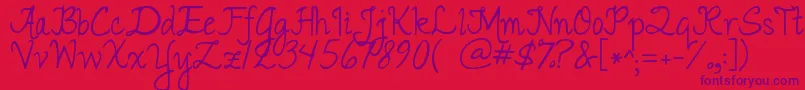 Jandaromantic Font – Purple Fonts on Red Background