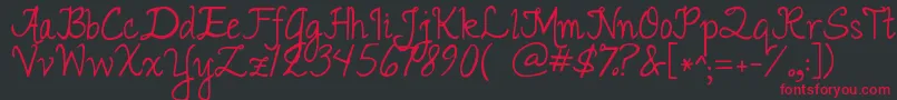 フォントJandaromantic – 黒い背景に赤い文字