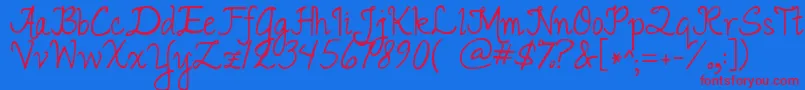 Jandaromantic-Schriftart – Rote Schriften auf blauem Hintergrund