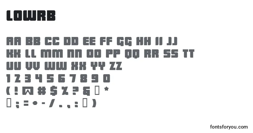 A fonte Lowrb – alfabeto, números, caracteres especiais