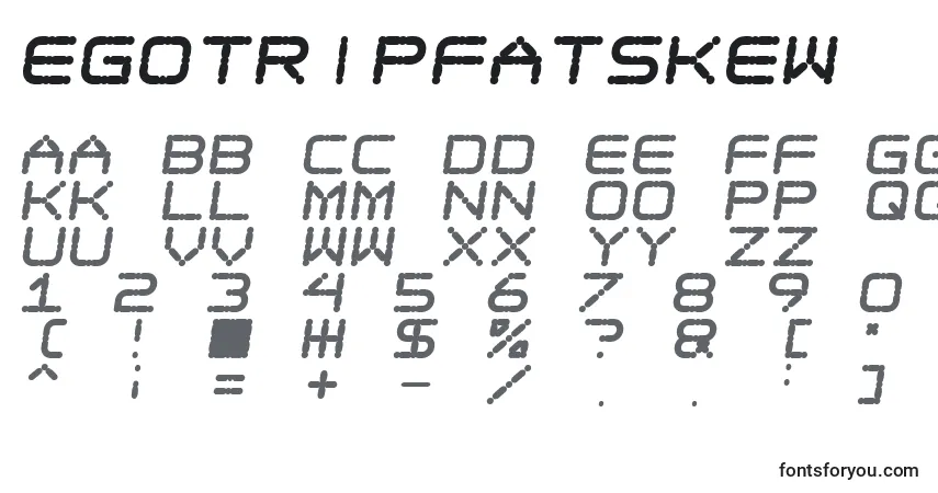 Шрифт Egotripfatskew – алфавит, цифры, специальные символы