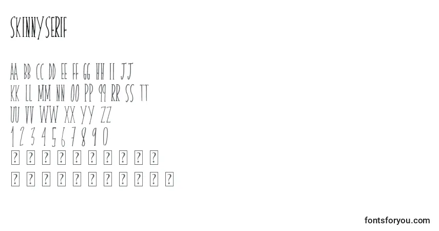 Skinnyserif-fontti – aakkoset, numerot, erikoismerkit