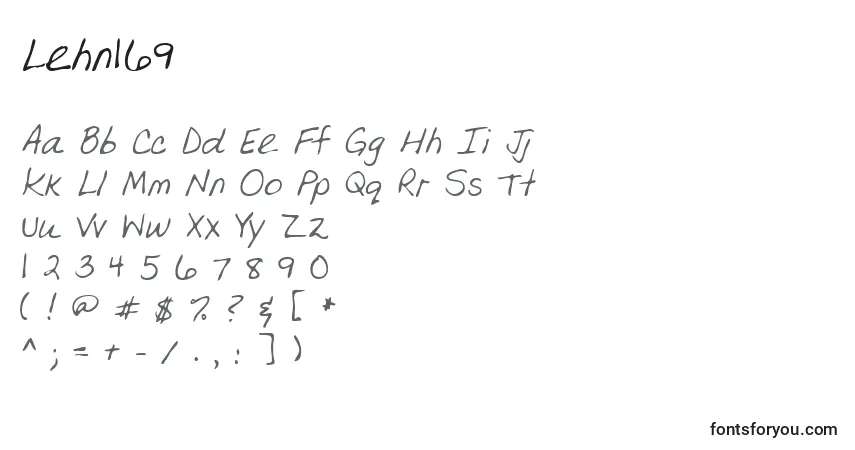 A fonte Lehn169 – alfabeto, números, caracteres especiais