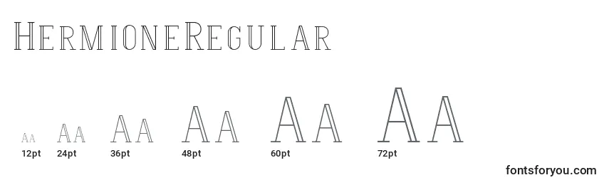 HermioneRegular Font Sizes