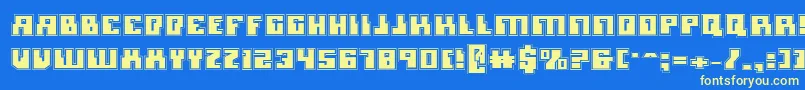 MicronianAcademy-Schriftart – Gelbe Schriften auf blauem Hintergrund