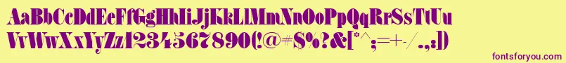 FatfacecttRegular Font – Purple Fonts on Yellow Background
