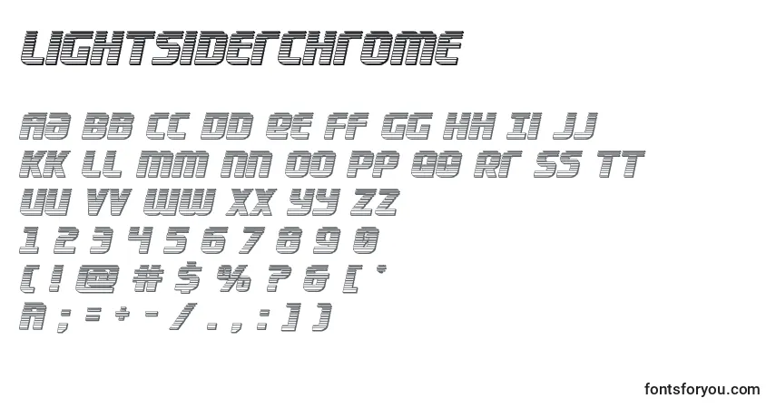Шрифт Lightsiderchrome – алфавит, цифры, специальные символы