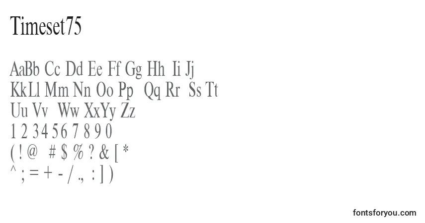 Schriftart Timeset75 – Alphabet, Zahlen, spezielle Symbole