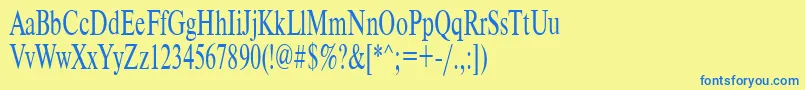 フォントTimeset75 – 青い文字が黄色の背景にあります。