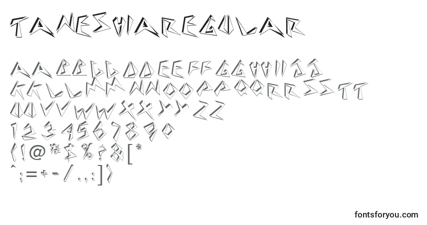 Fuente TaneshiaRegular - alfabeto, números, caracteres especiales