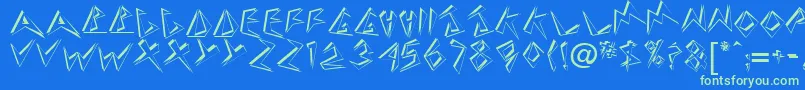 TaneshiaRegular Font – Green Fonts on Blue Background