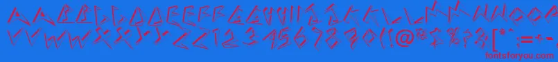 TaneshiaRegular Font – Red Fonts on Blue Background